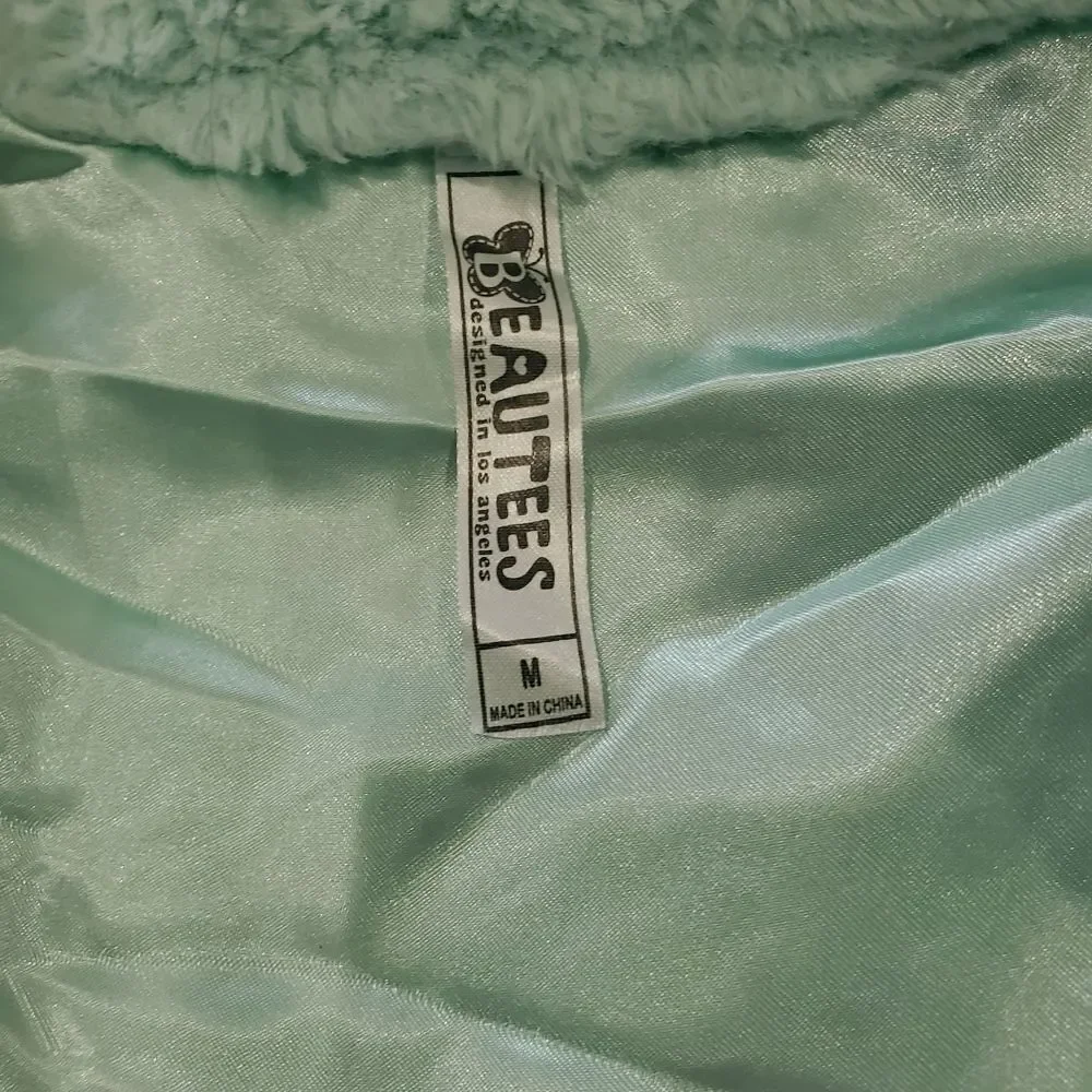 Girl Fur Vest Size M Light Green Faux Fur Vest